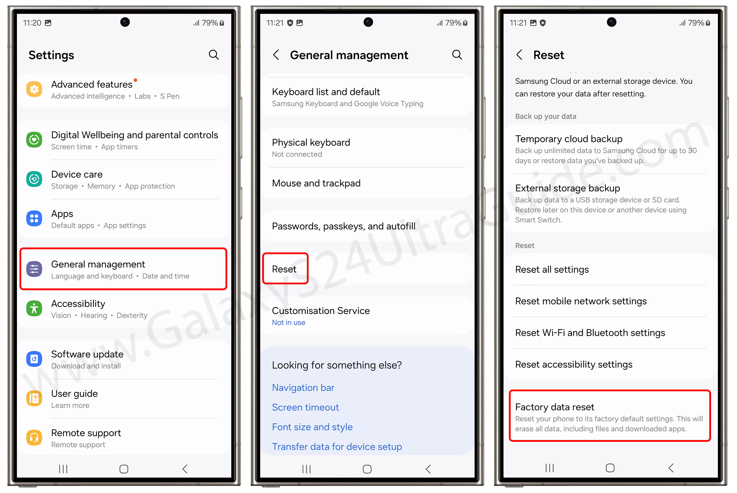 Factory Reset Samsung Galaxy S24 Ultra General Management