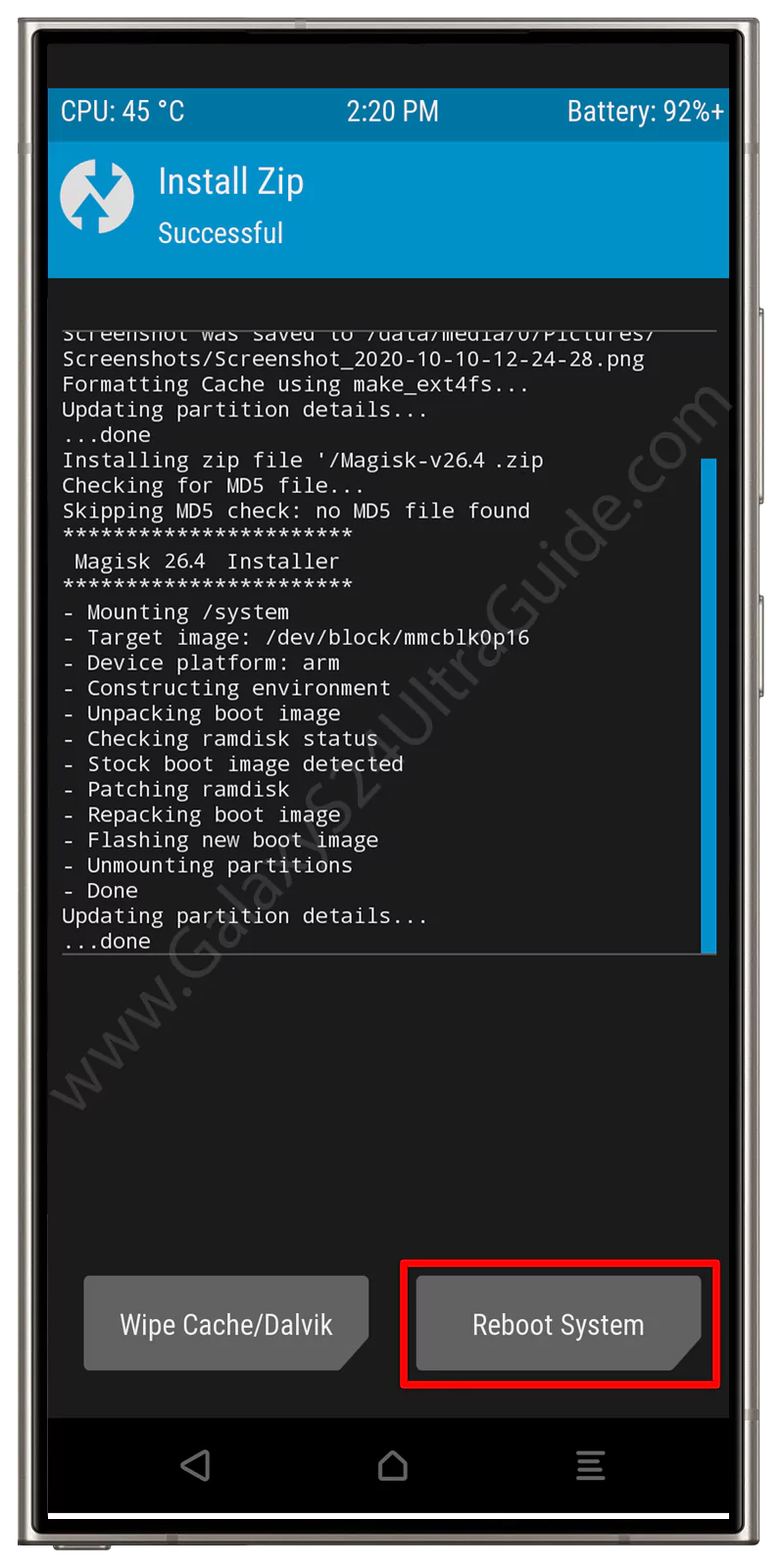 samsung galaxy s24 ultra select magisk flash success