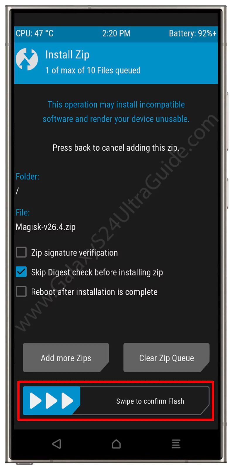 samsung galaxy s24 ultra select magisk flash